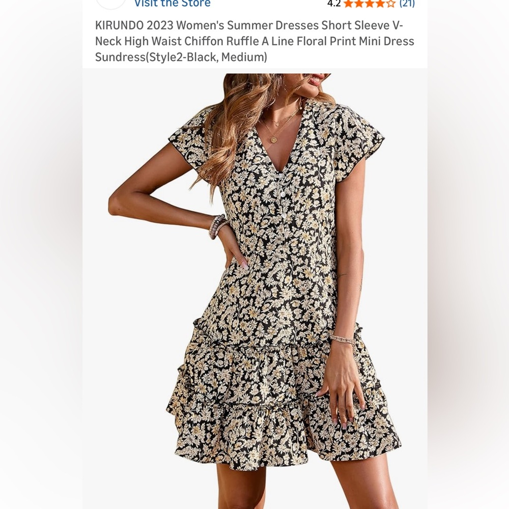 Floral Black and Cream Babydoll Dress